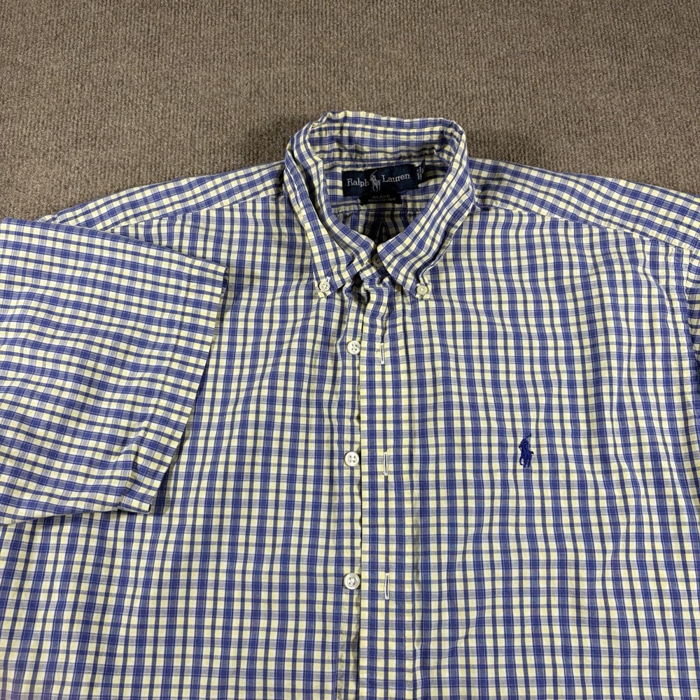 Vintage Polo Ralph Lauren Blake Short Sleeve Shirt Plaid Button Down Men's L - Picture 1 of 7